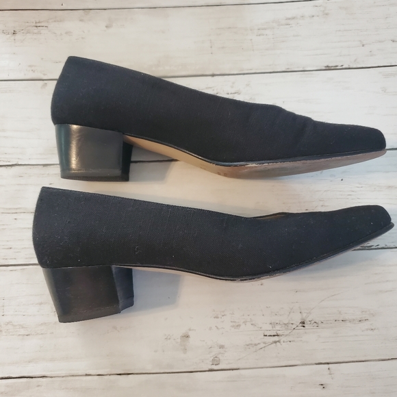 Vintage yves saint laurent black linen block heels with box size 10 - Picture 9 of 11